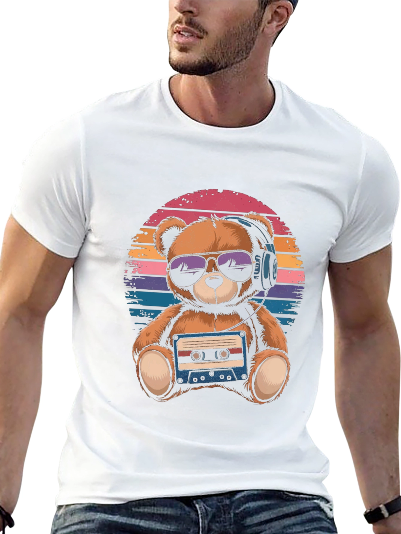 Retro Teddy Bear T-Shirt: Music Lover Tee