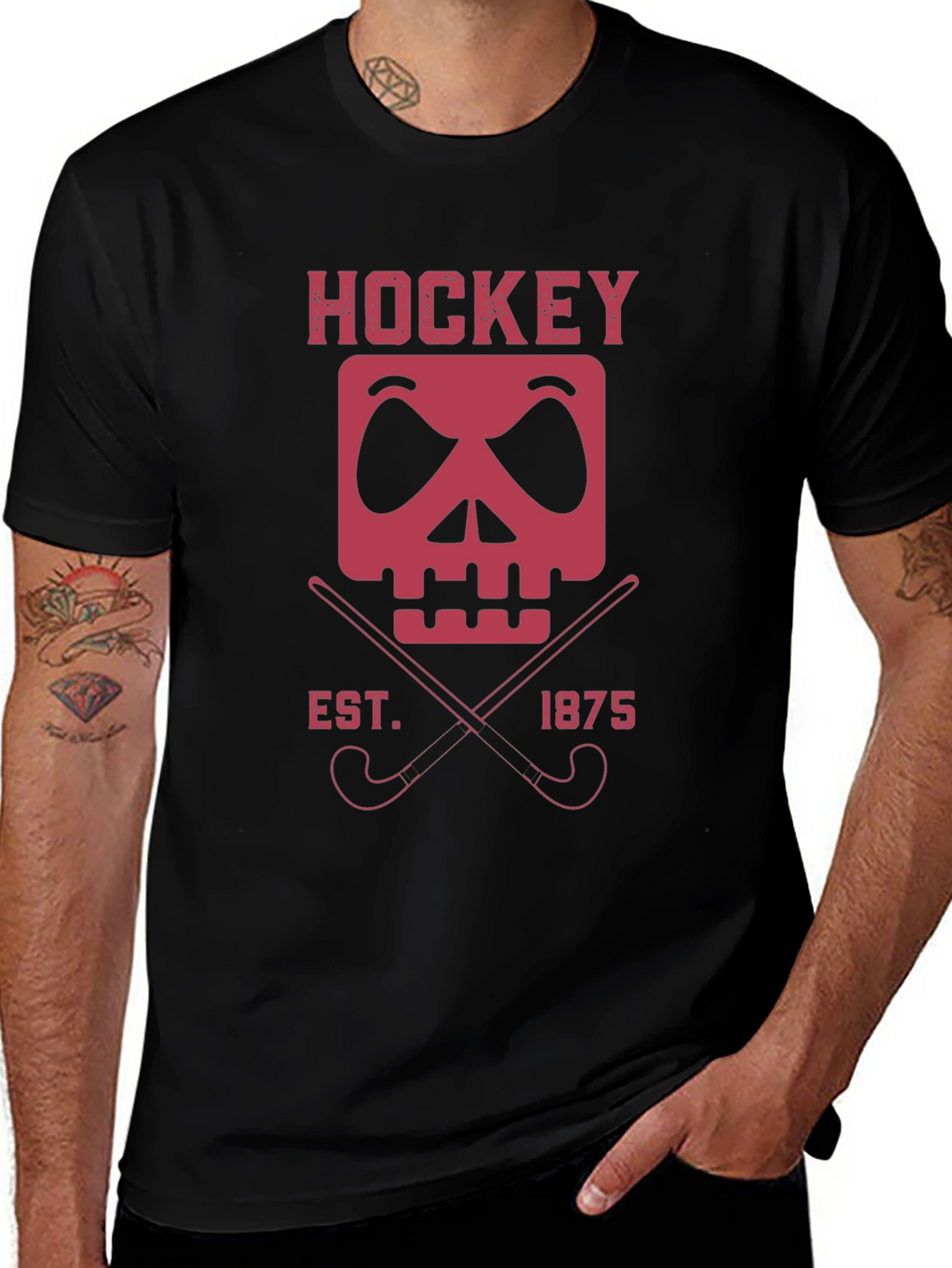 Hockey Skull & Sticks Graphic Tee