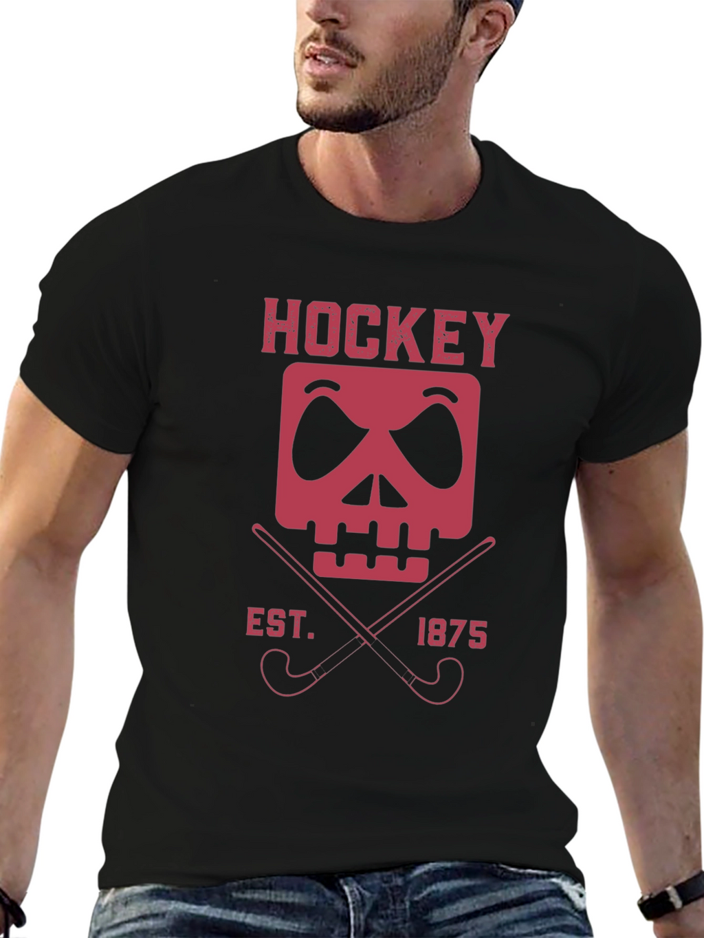 Hockey Skull & Sticks Graphic Tee