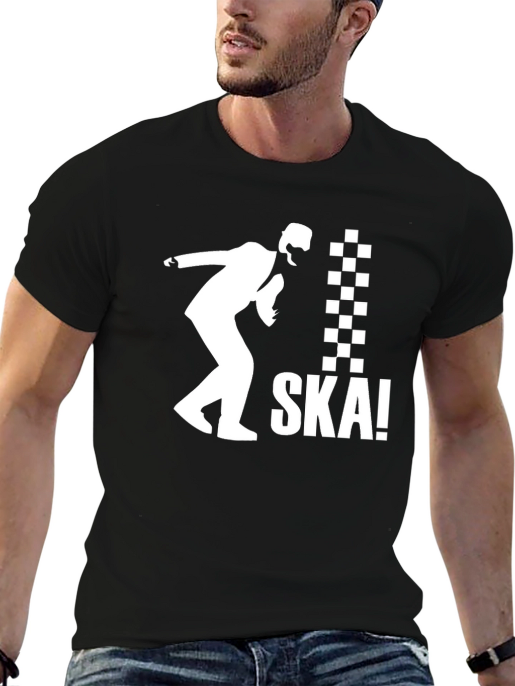 SKA! T-Shirt - Black & White Ska Dancing Design