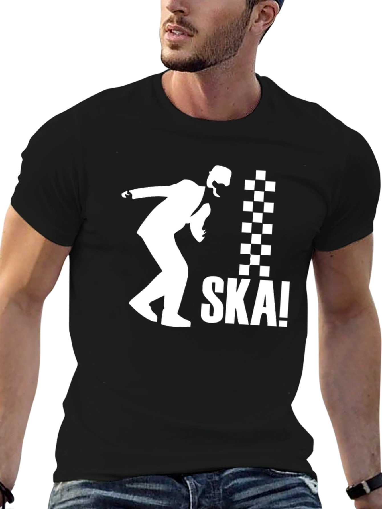 SKA! T-Shirt - Black & White Ska Dancing Design