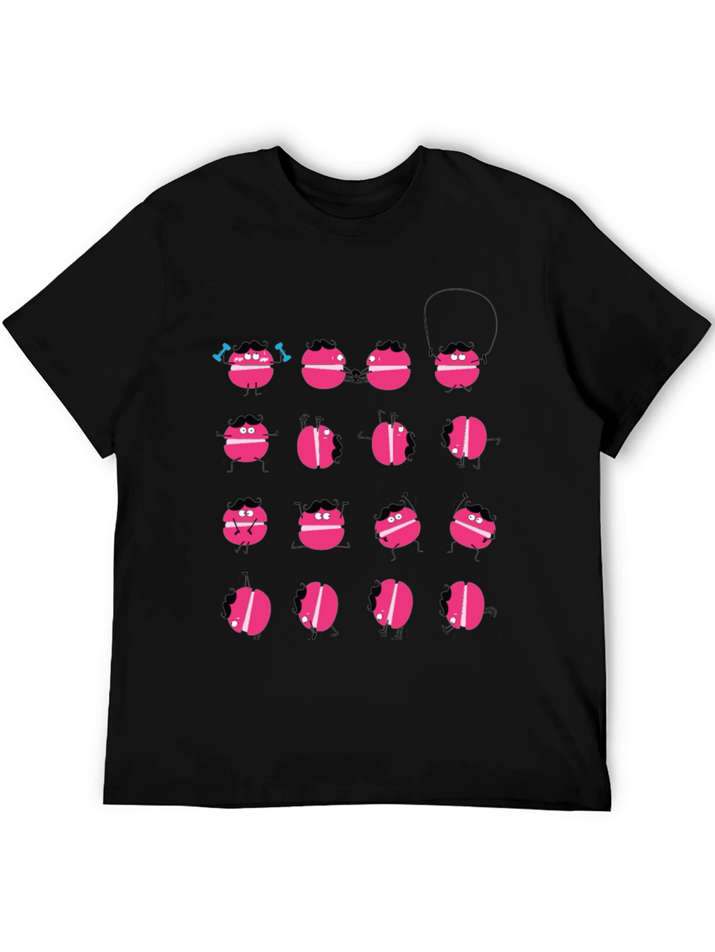 Funny Macaron Graphic Black T-Shirt