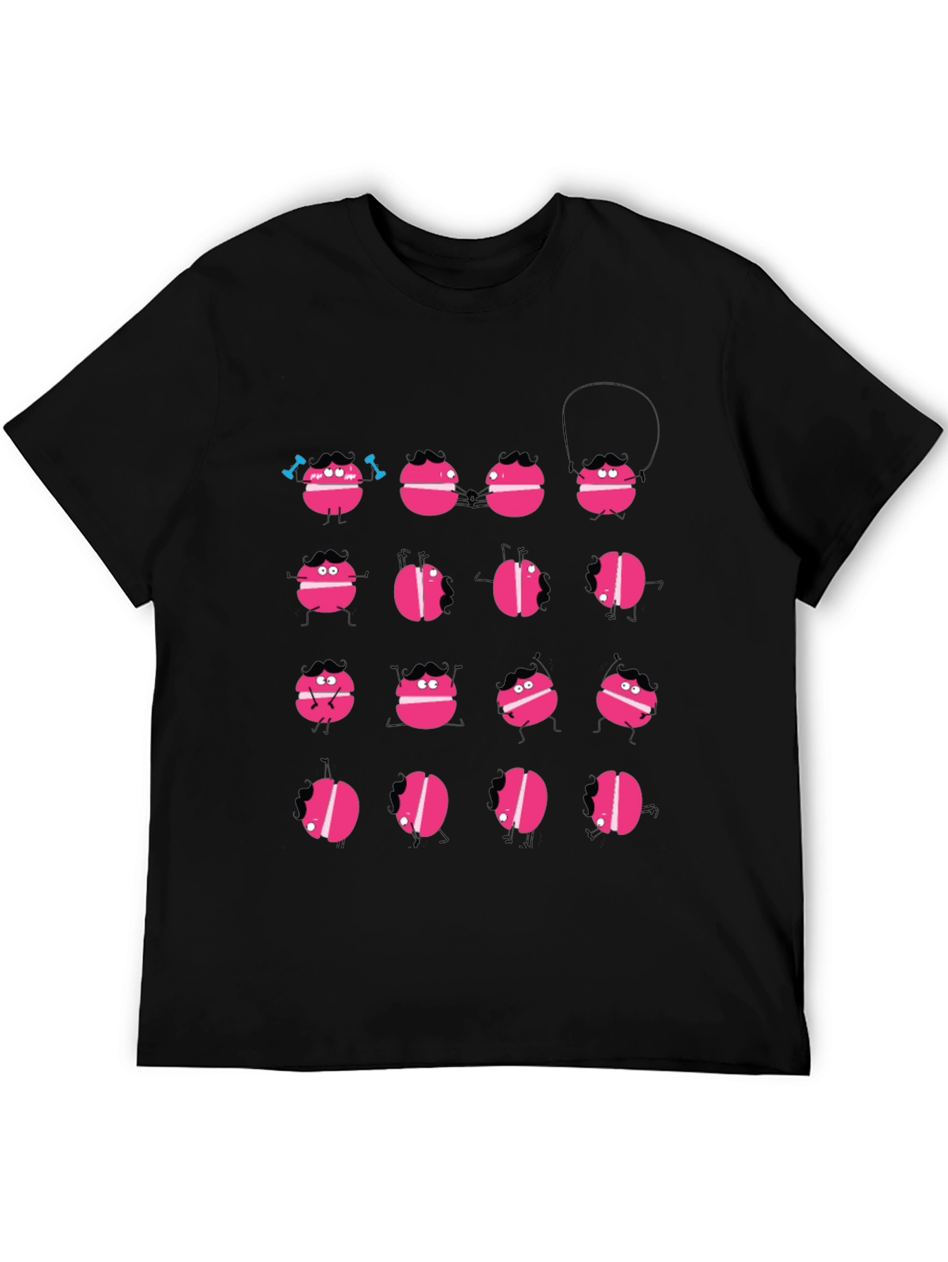Funny Macaron Graphic Black T-Shirt