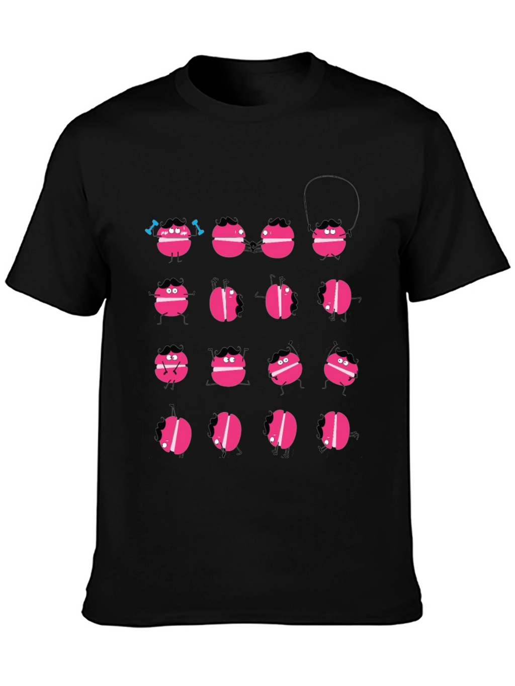 Funny Macaron Graphic Black T-Shirt
