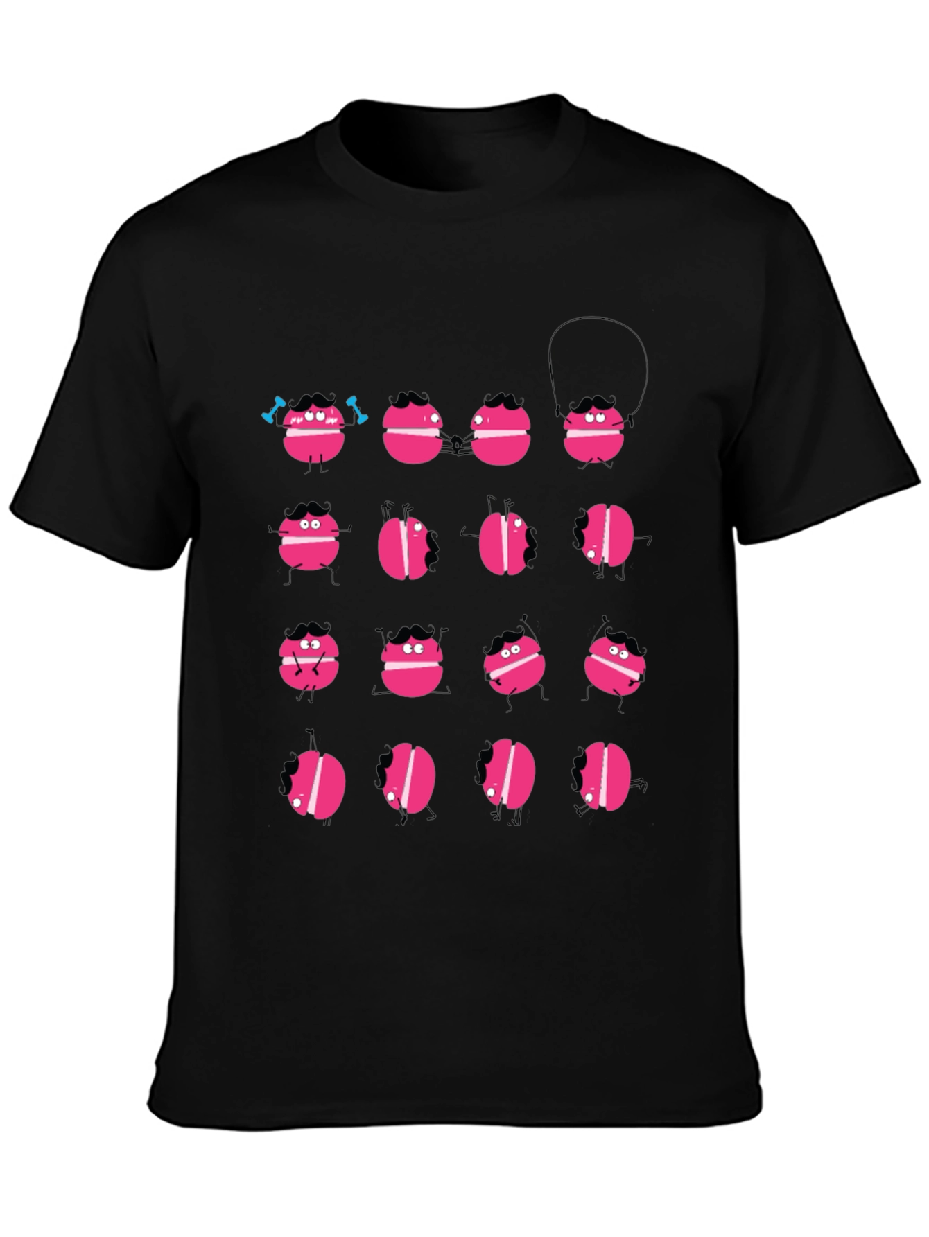 Funny Macaron Graphic Black T-Shirt