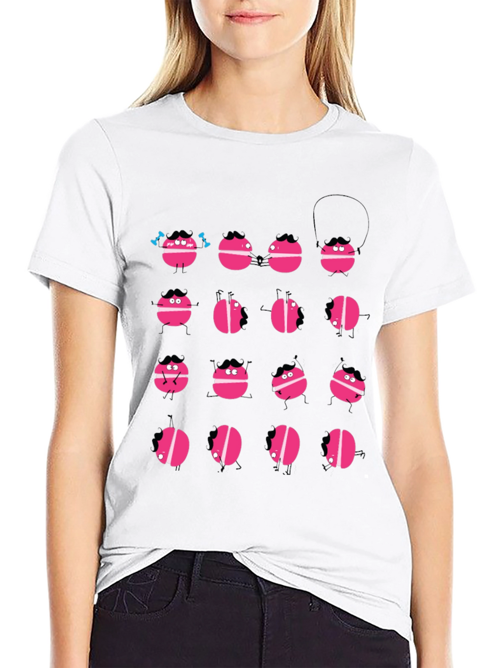 Funny Macaron Graphic Black T-Shirt