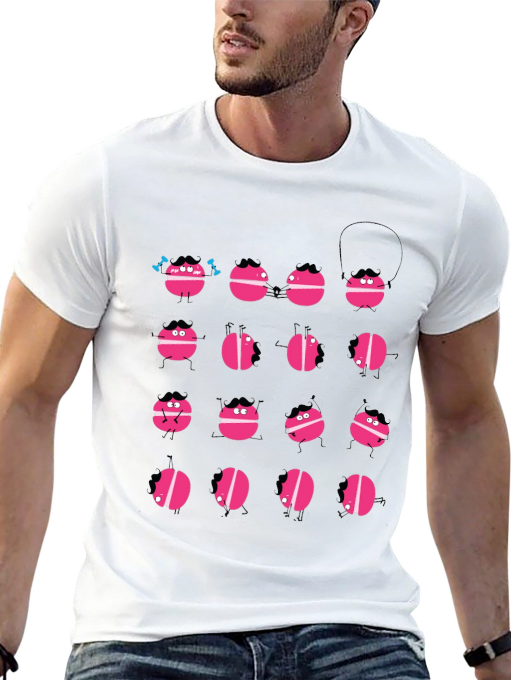Funny Macaron Graphic Black T-Shirt