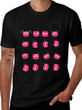 Funny Macaron Graphic Black T-Shirt