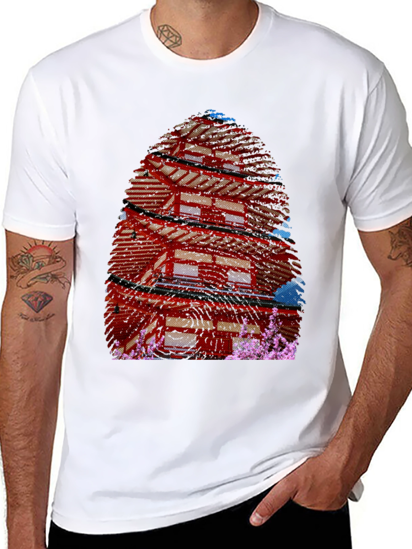 Japanese Pagoda T-Shirt - Black Graphic Tee