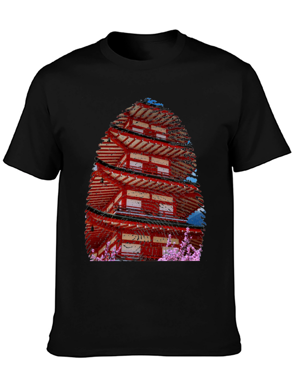 Japanese Pagoda T-Shirt - Black Graphic Tee