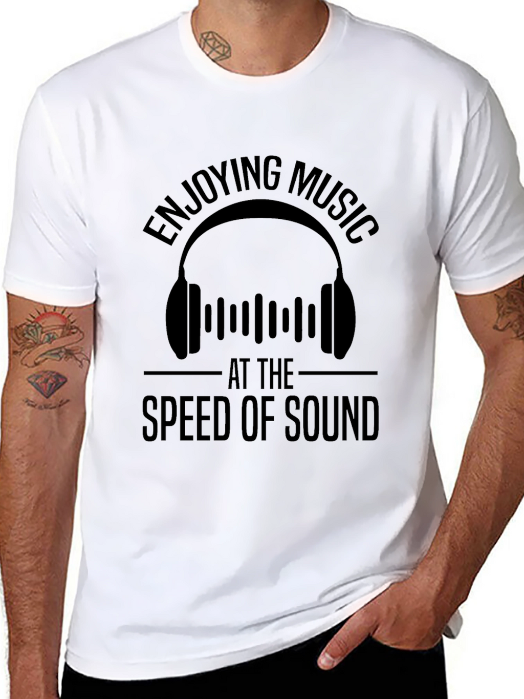 Enjoying Music at the Speed of Sound Black T-Shirt