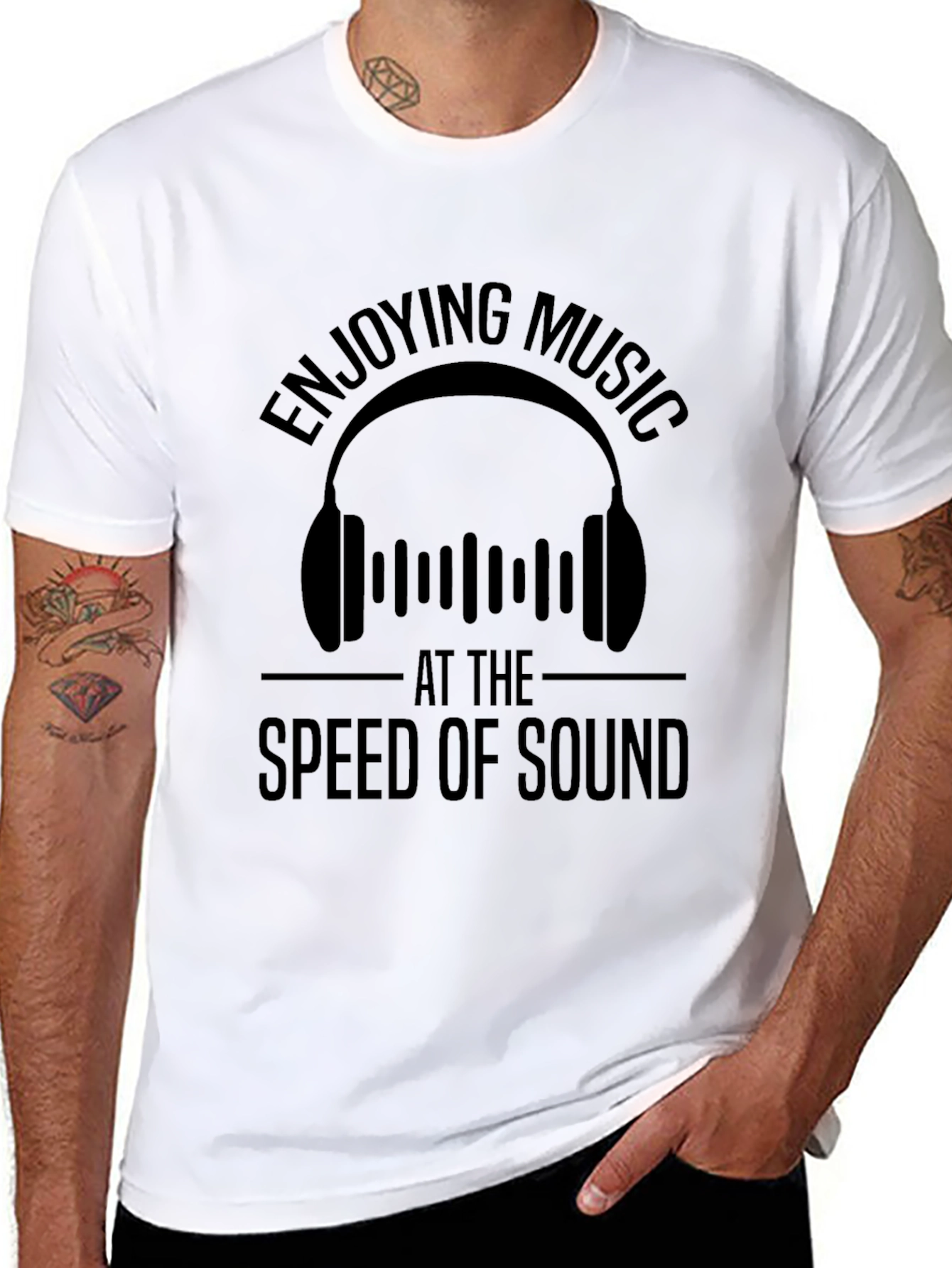 Enjoying Music at the Speed of Sound Black T-Shirt