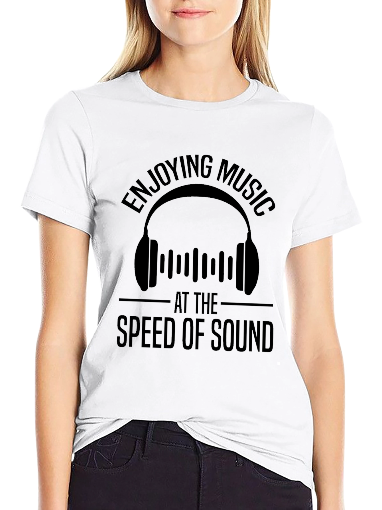 Enjoying Music at the Speed of Sound Black T-Shirt