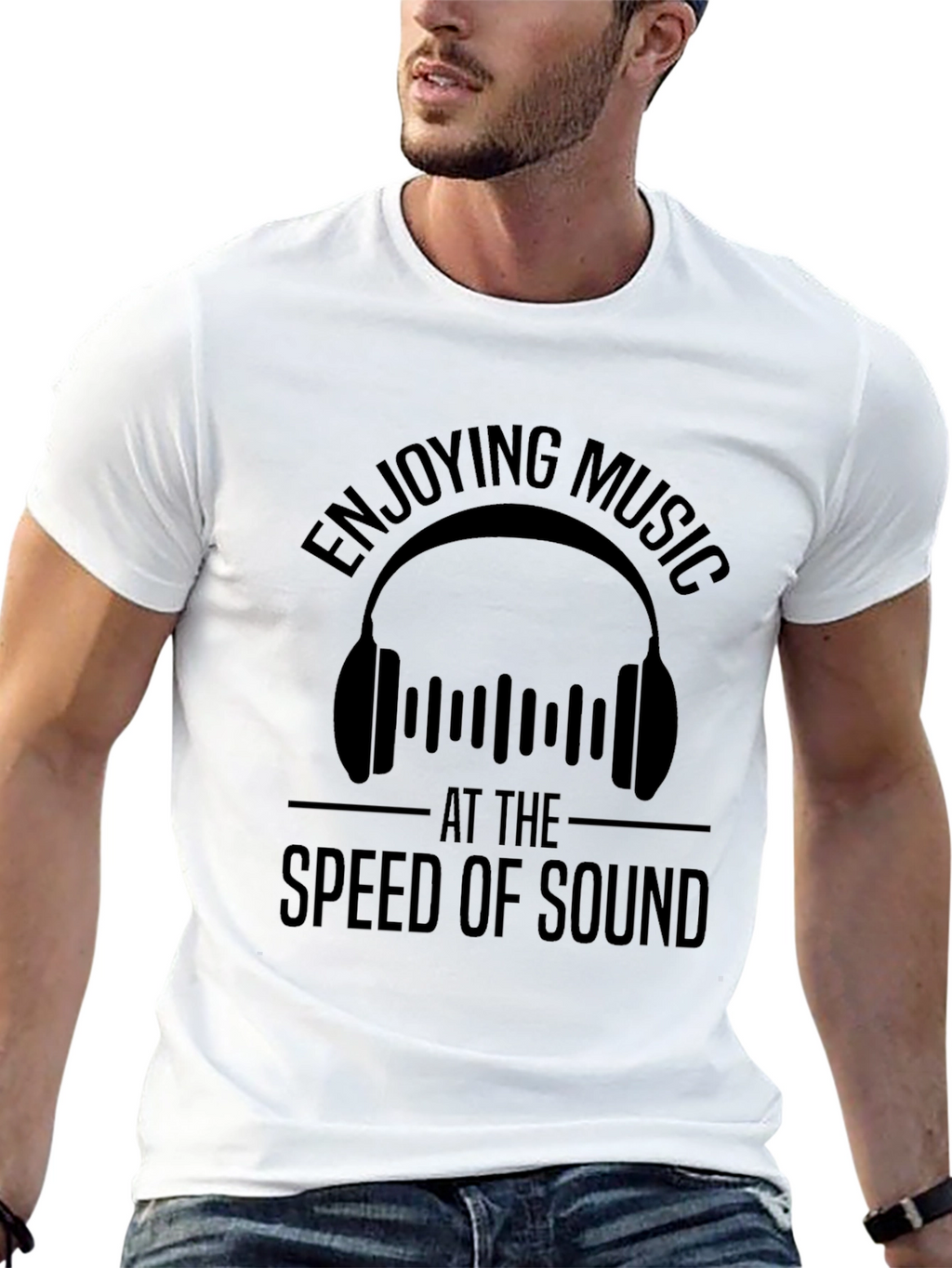 Enjoying Music at the Speed of Sound Black T-Shirt