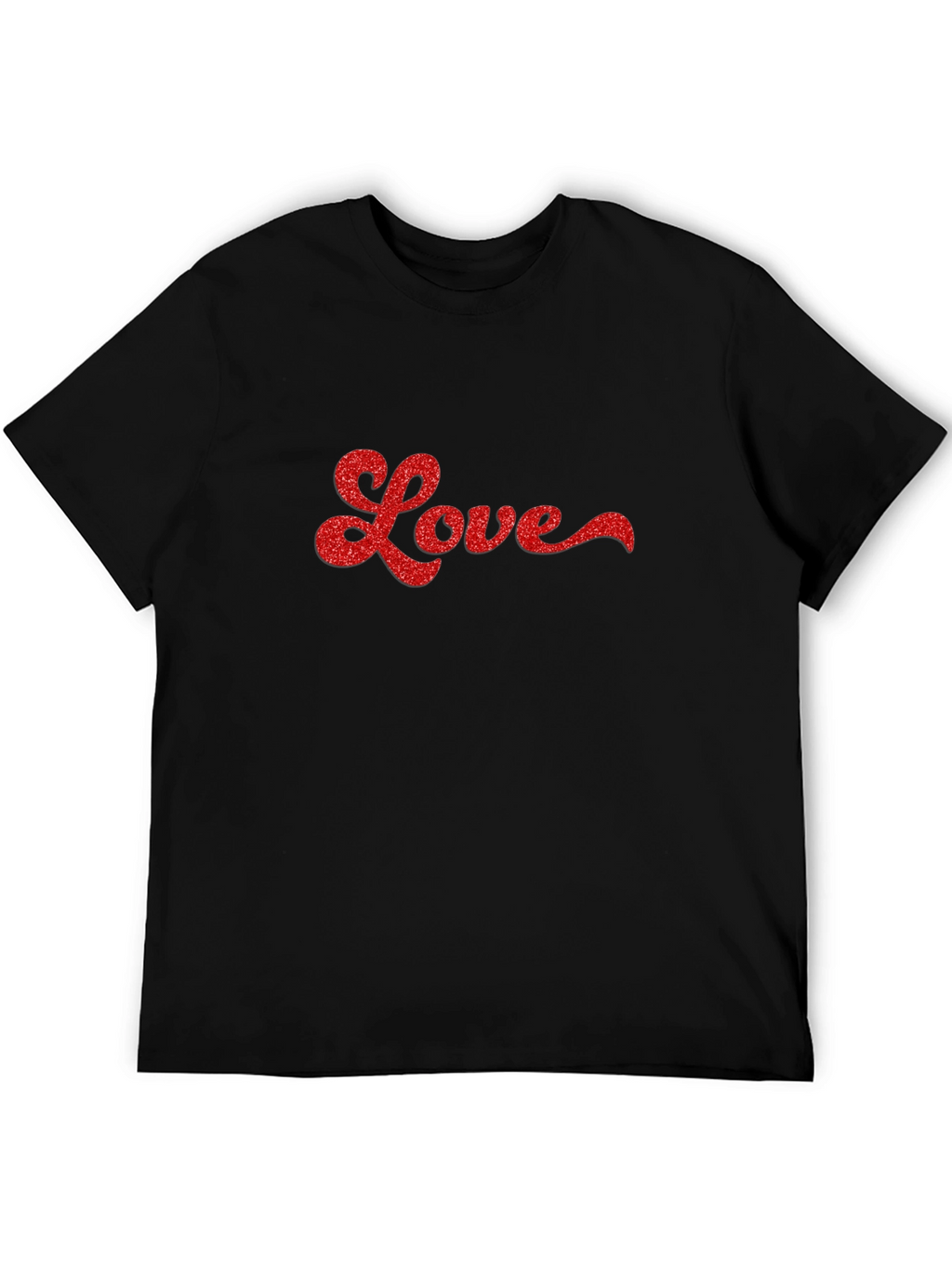Love Glitter Graphic Black Tee Shirt