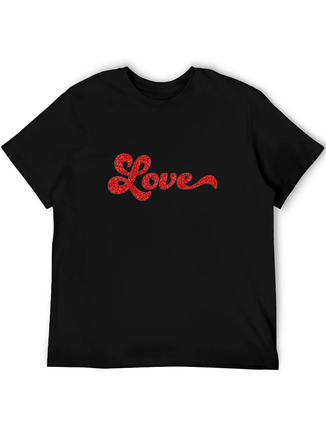 Love Glitter Graphic Black Tee Shirt