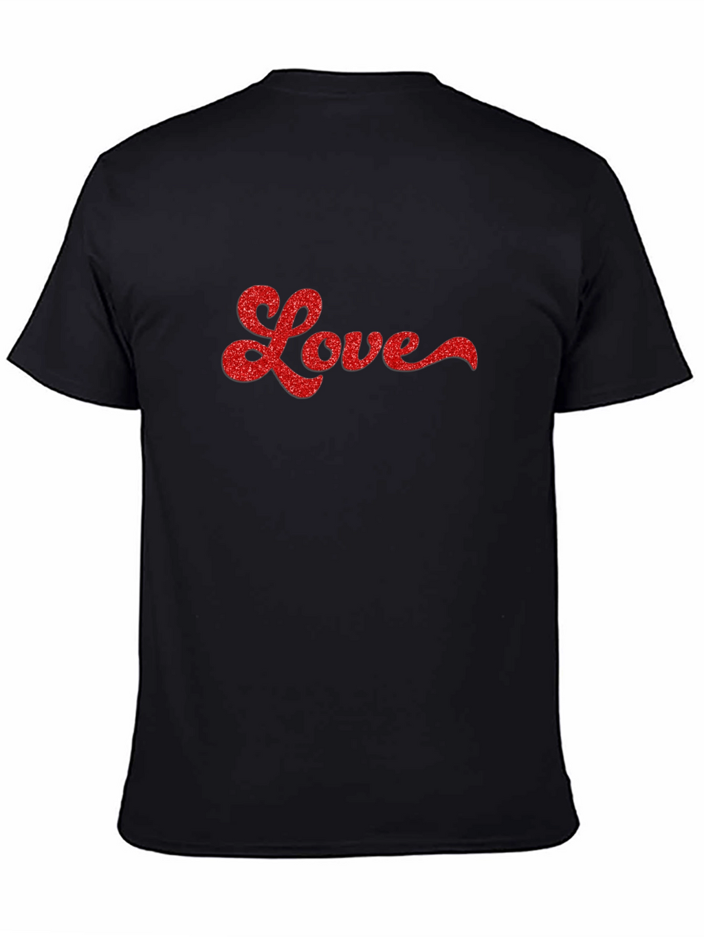 Love Glitter Graphic Black Tee Shirt
