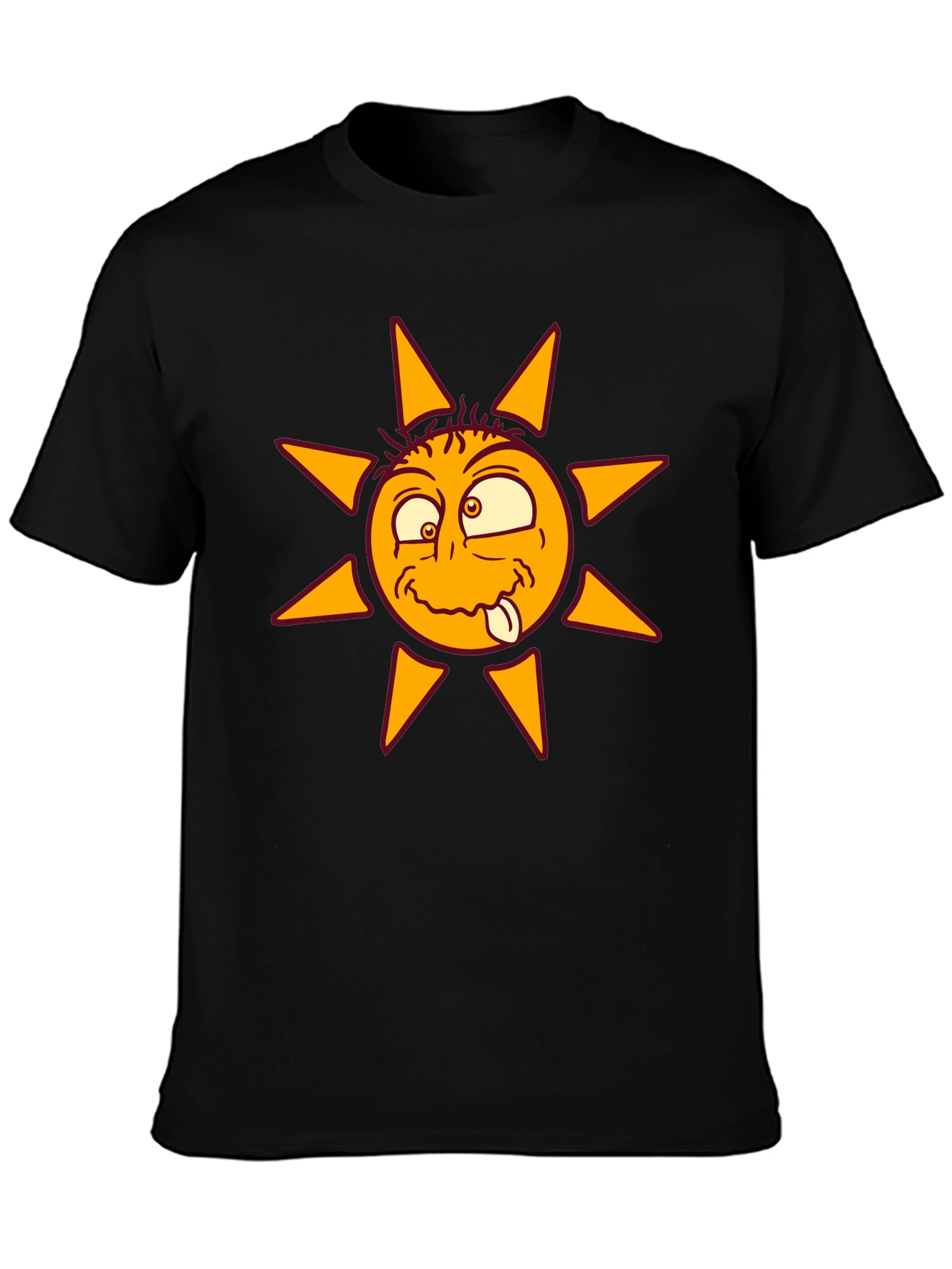 Funny Sun Graphic Black T-Shirt