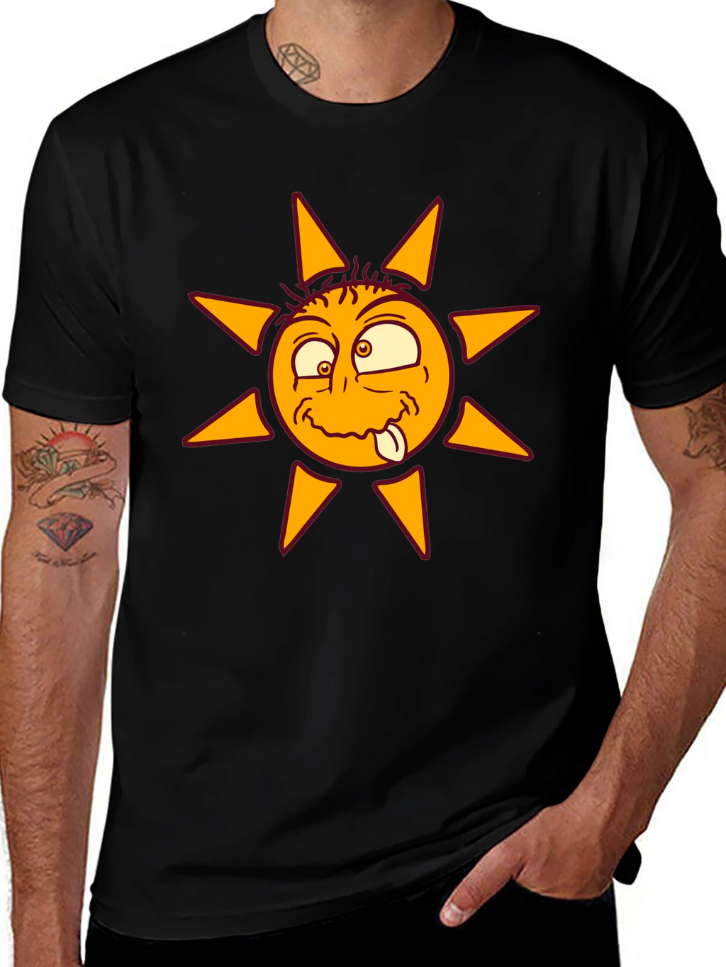 Funny Sun Graphic Black T-Shirt