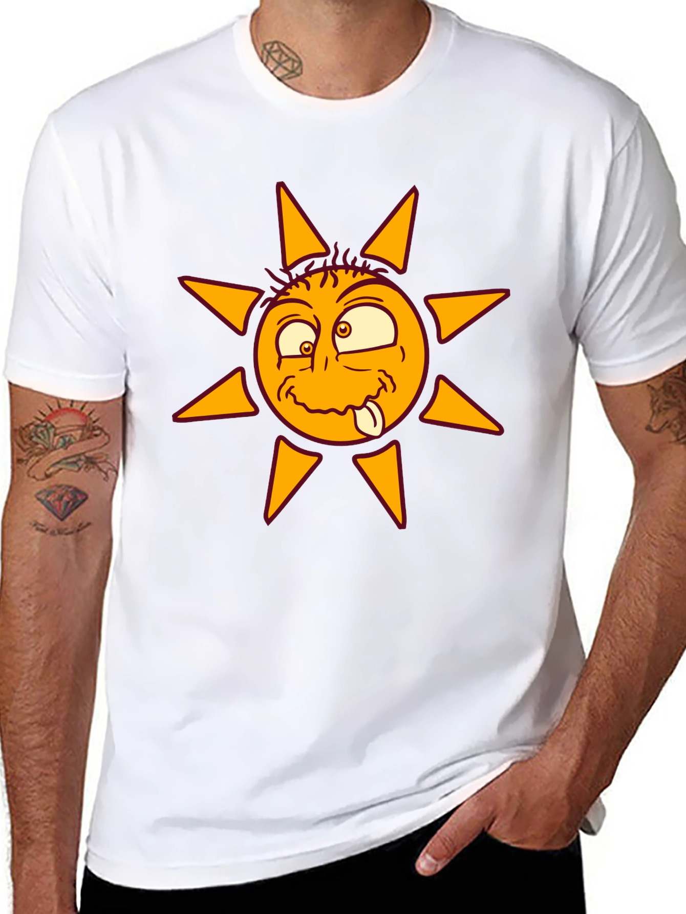 Funny Sun Graphic Black T-Shirt