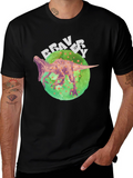 Dino Bravery Tee - Bold Graphic Print on Black