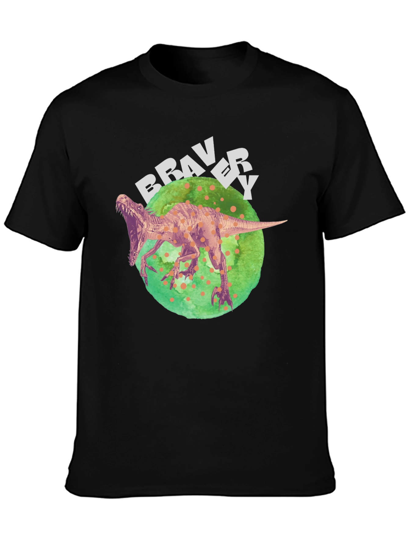 Dino Bravery Tee - Bold Graphic Print on Black
