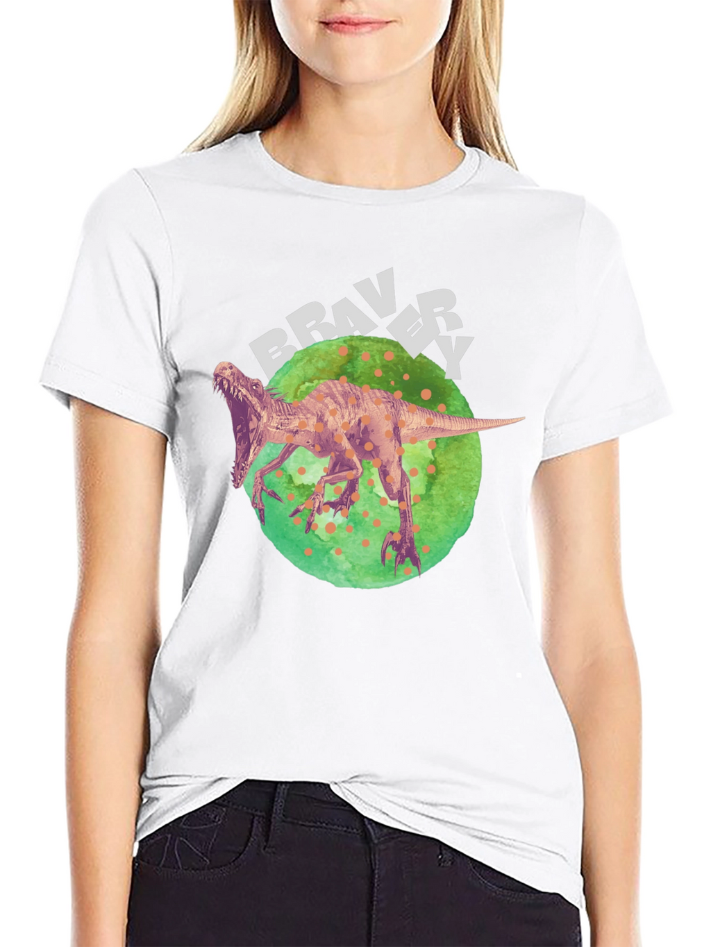 Dino Bravery Tee - Bold Graphic Print on Black