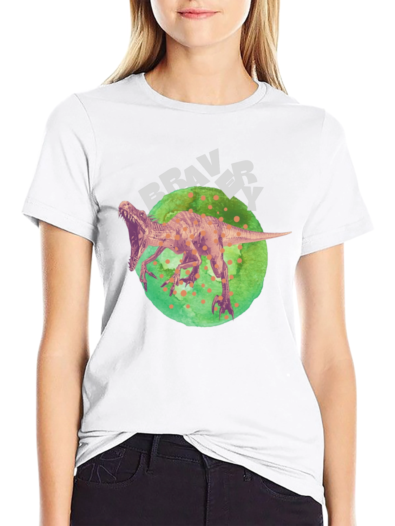 Dino Bravery Tee - Bold Graphic Print on Black