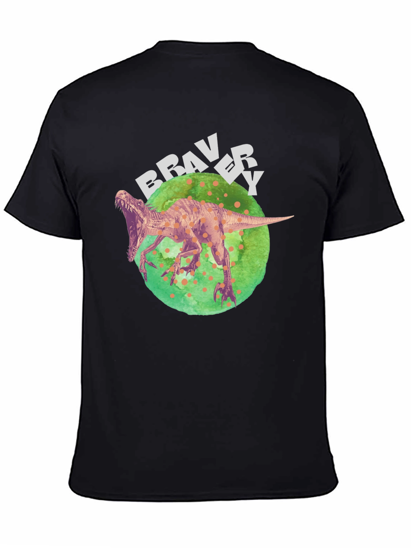 Dino Bravery Tee - Bold Graphic Print on Black
