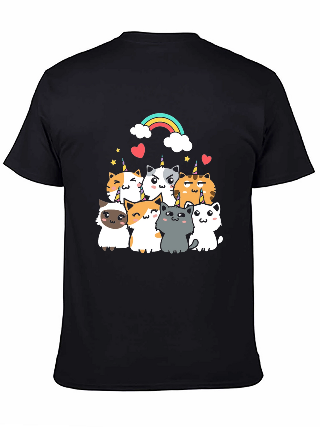 Cute Unicorn Cat T-Shirt - Black