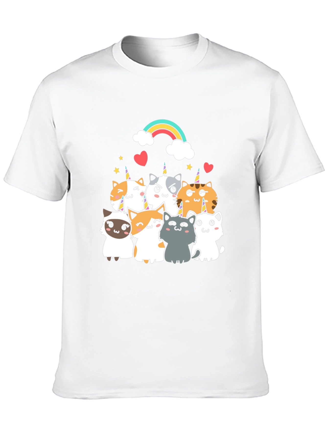 Cute Unicorn Cat T-Shirt - Black