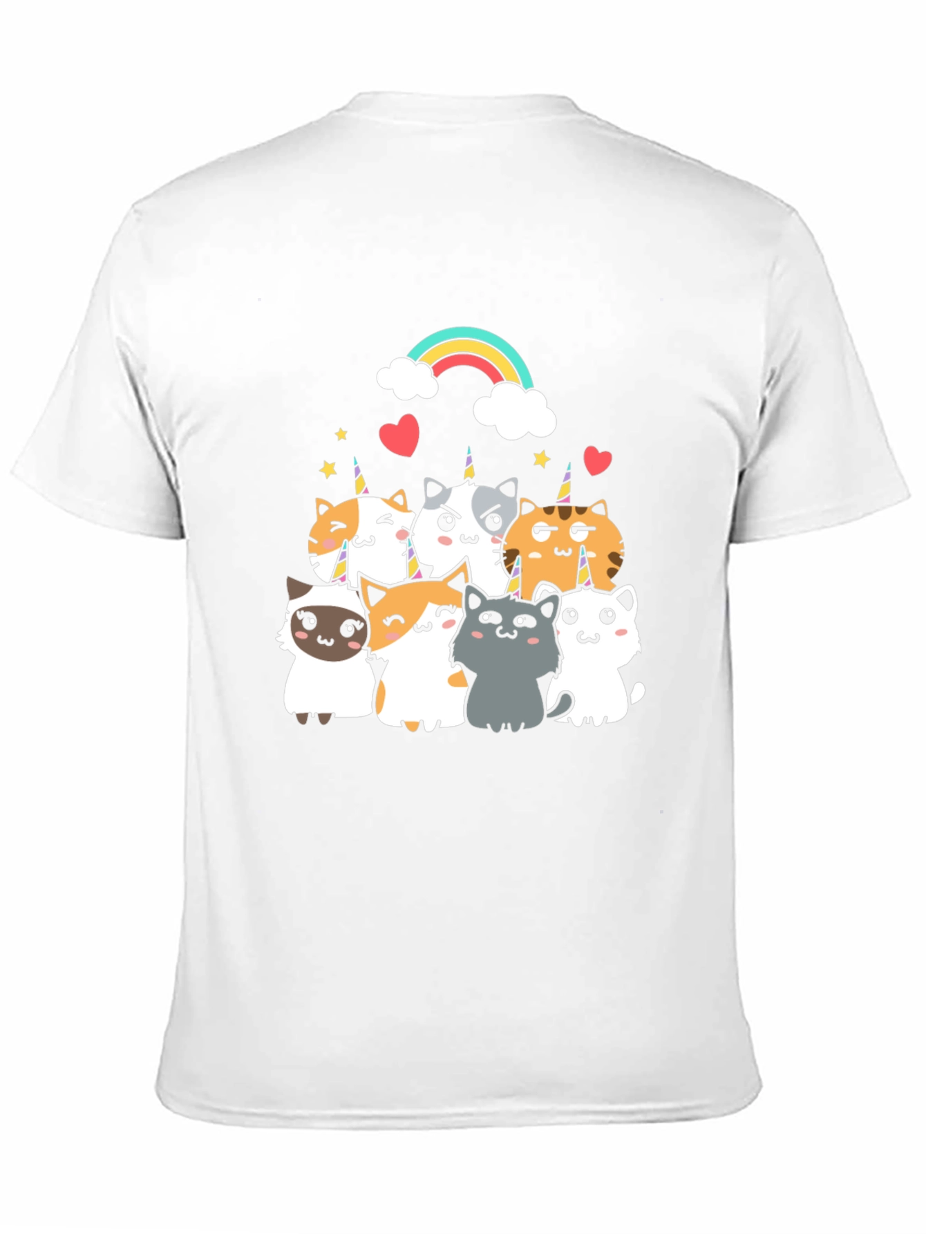 Cute Unicorn Cat T-Shirt - Black