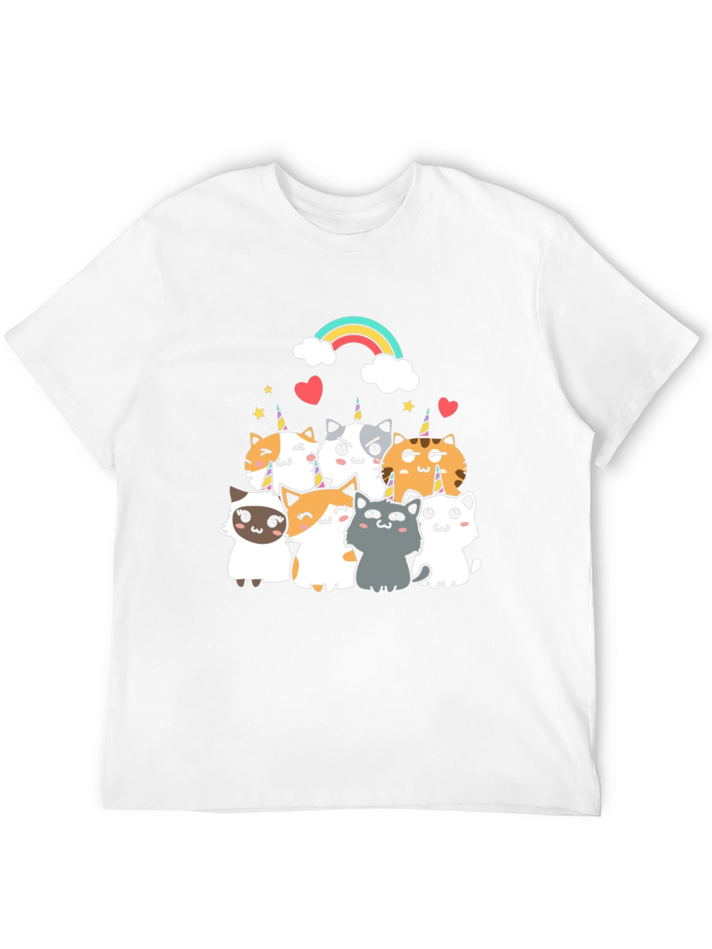 Cute Unicorn Cat T-Shirt - Black