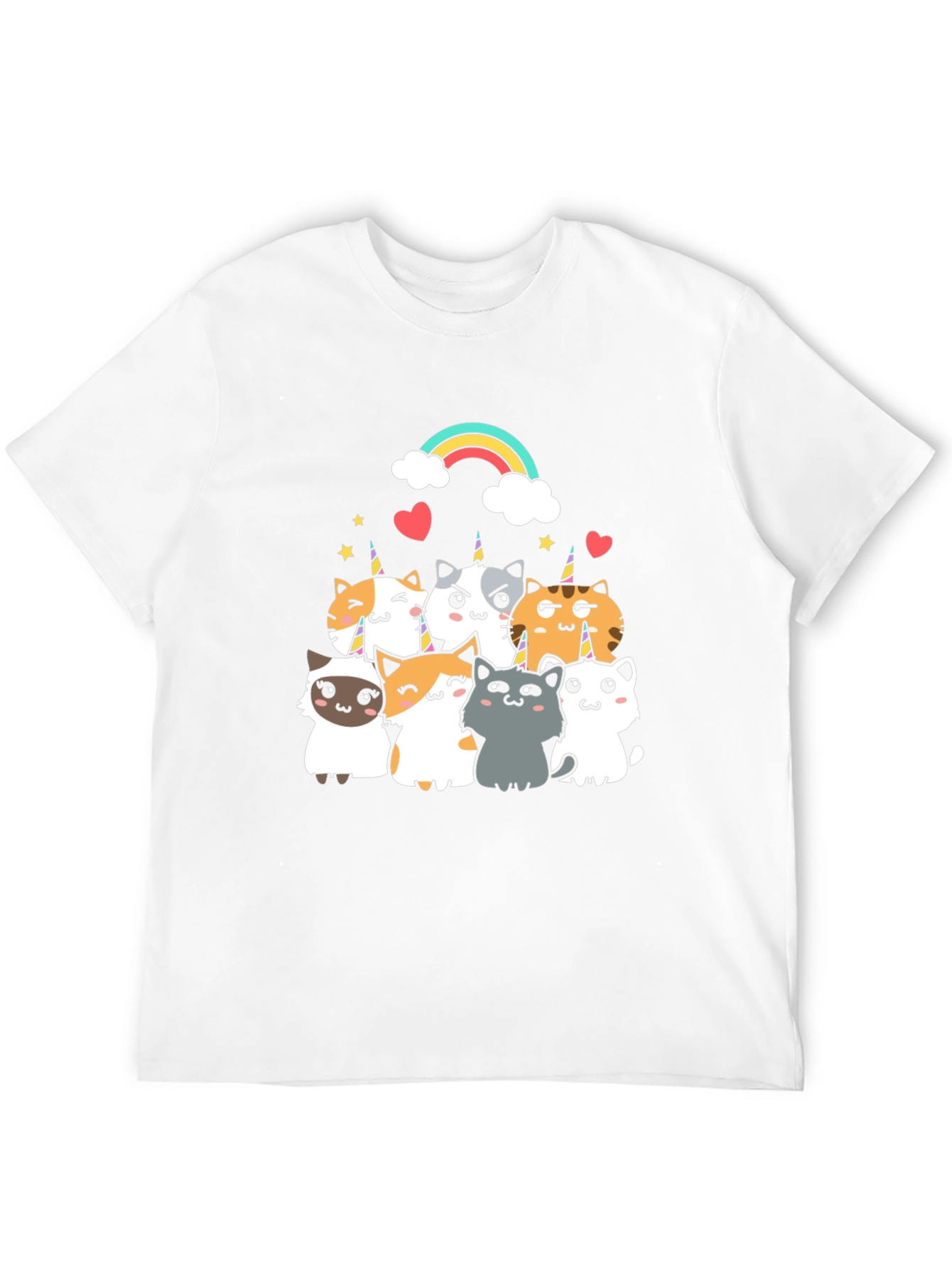 Cute Unicorn Cat T-Shirt - Black