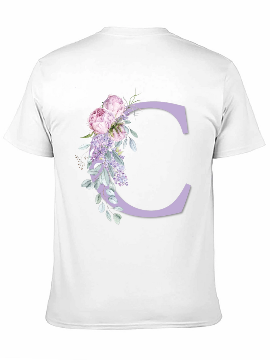 Floral Letter C Black T-Shirt