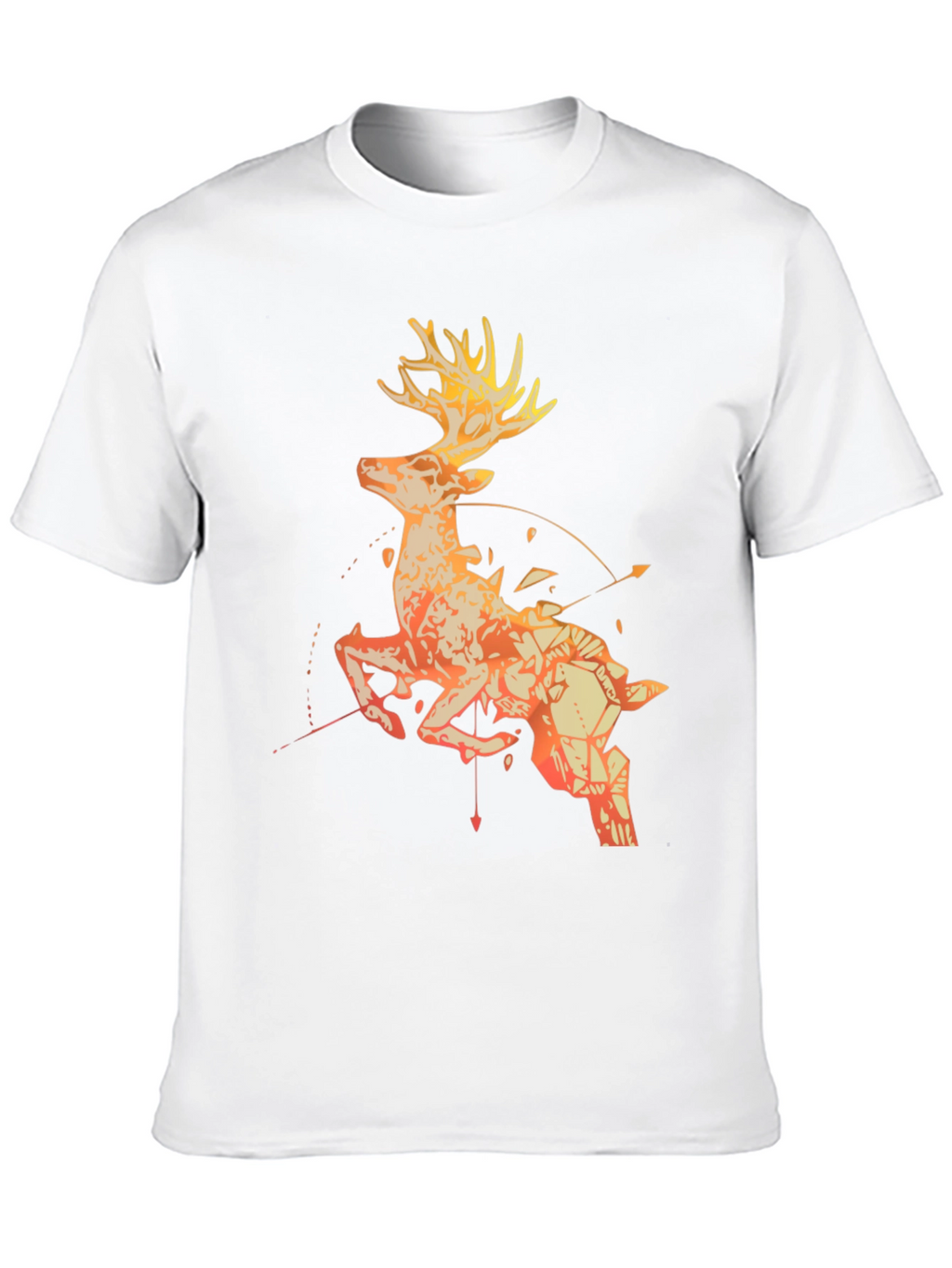 Geometric Deer Graphic Tee - Black