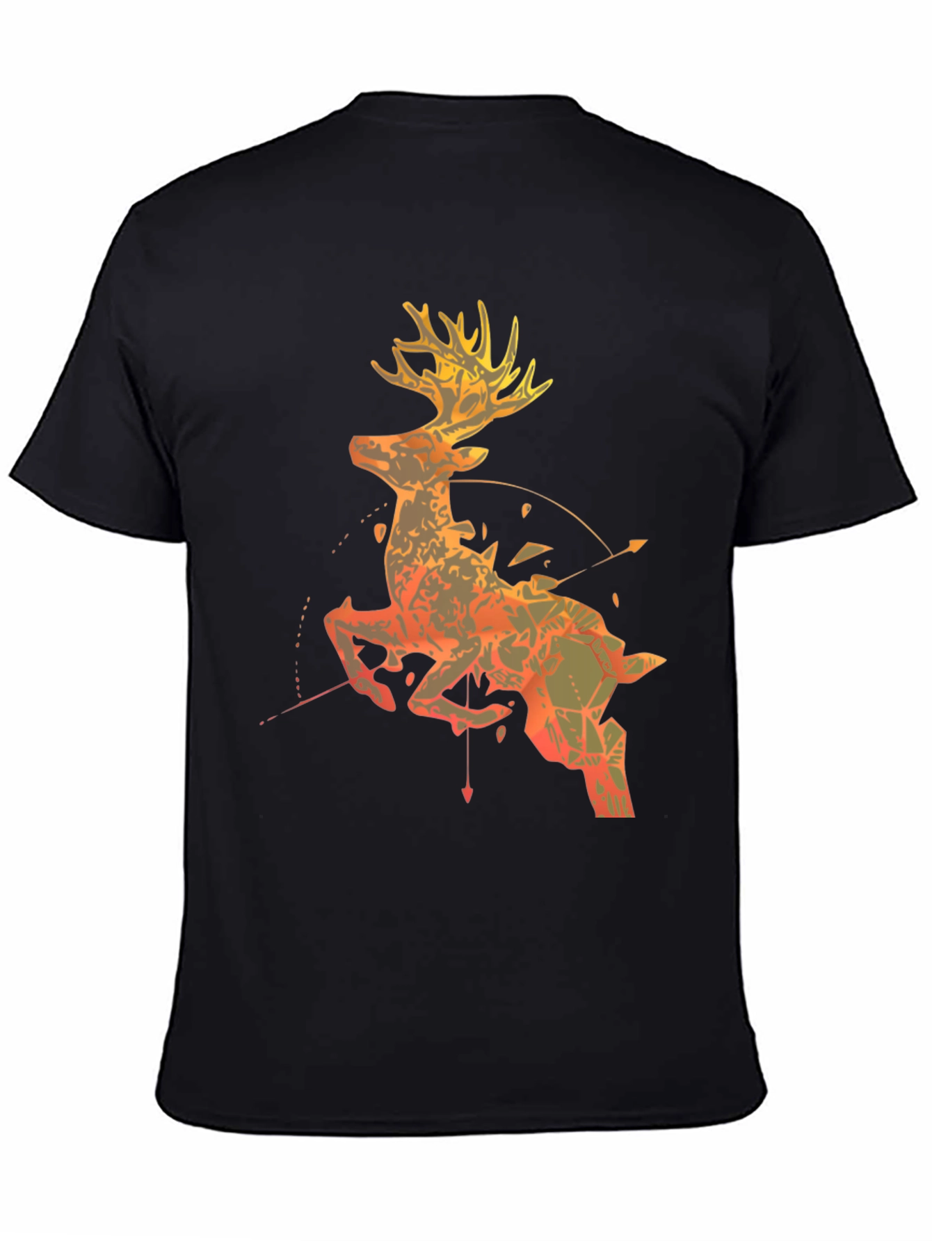 Geometric Deer Graphic Tee - Black