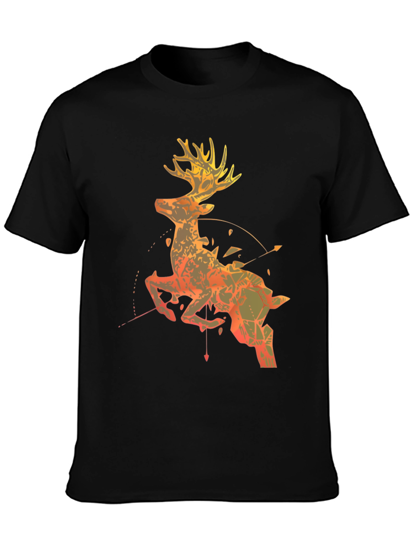 Geometric Deer Graphic Tee - Black