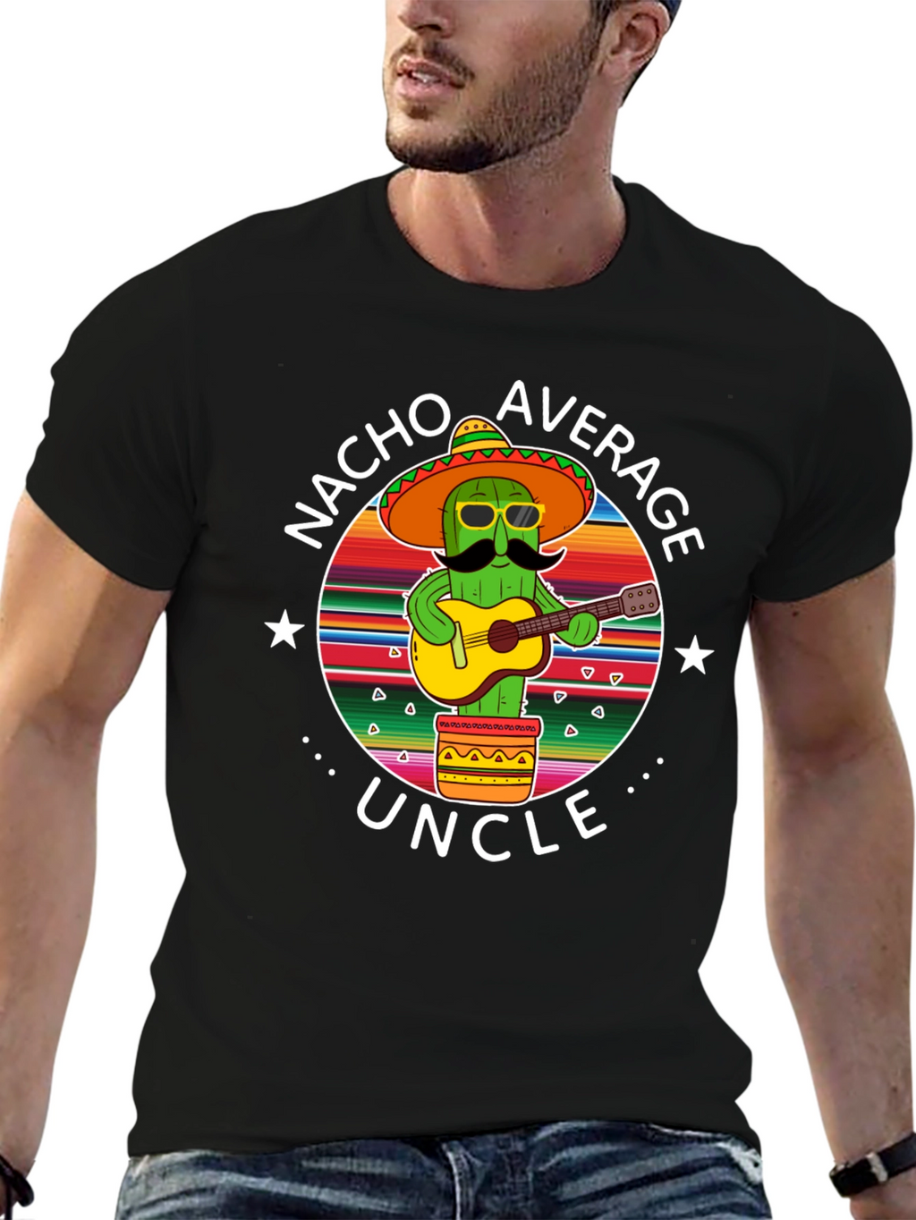 Nacho Average Uncle Cactus Graphic T-Shirt