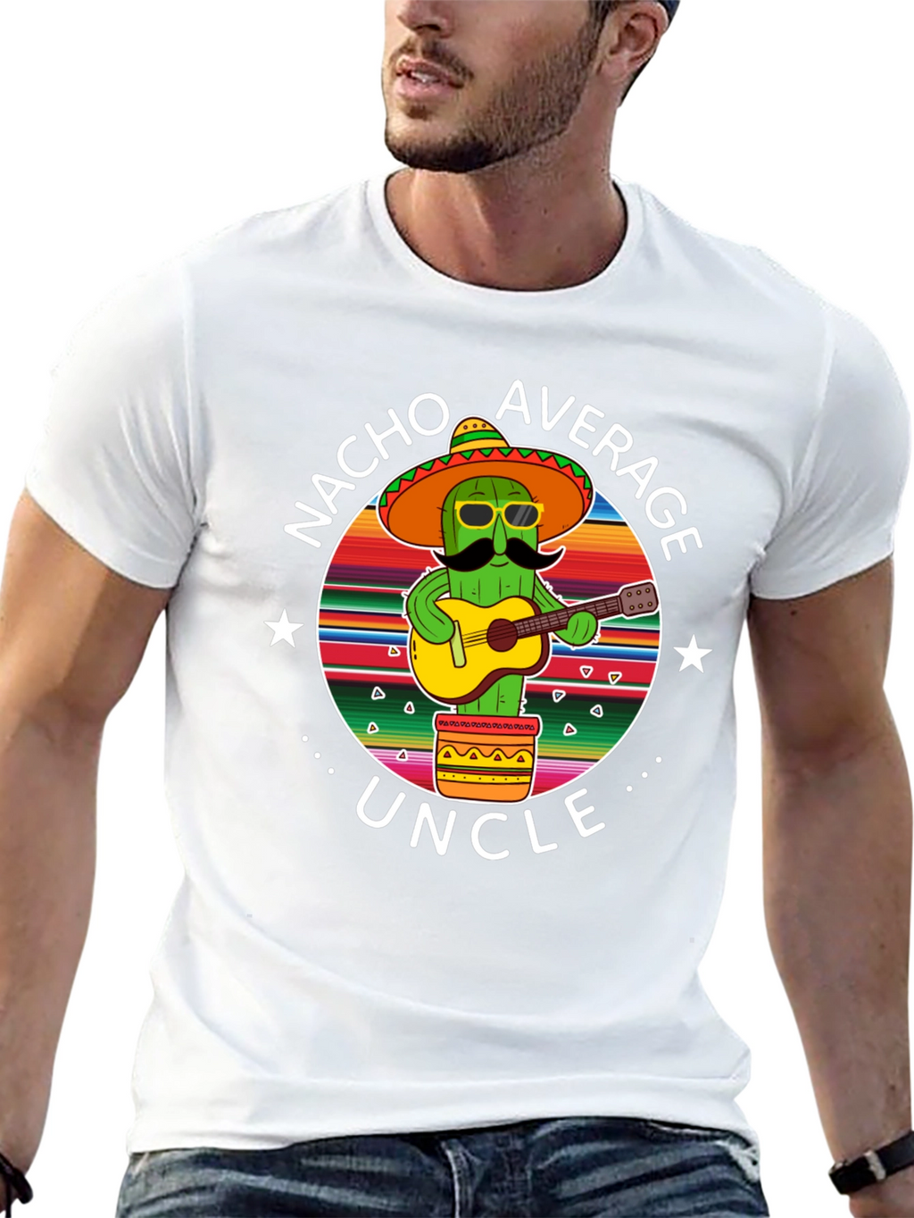 Nacho Average Uncle Cactus Graphic T-Shirt