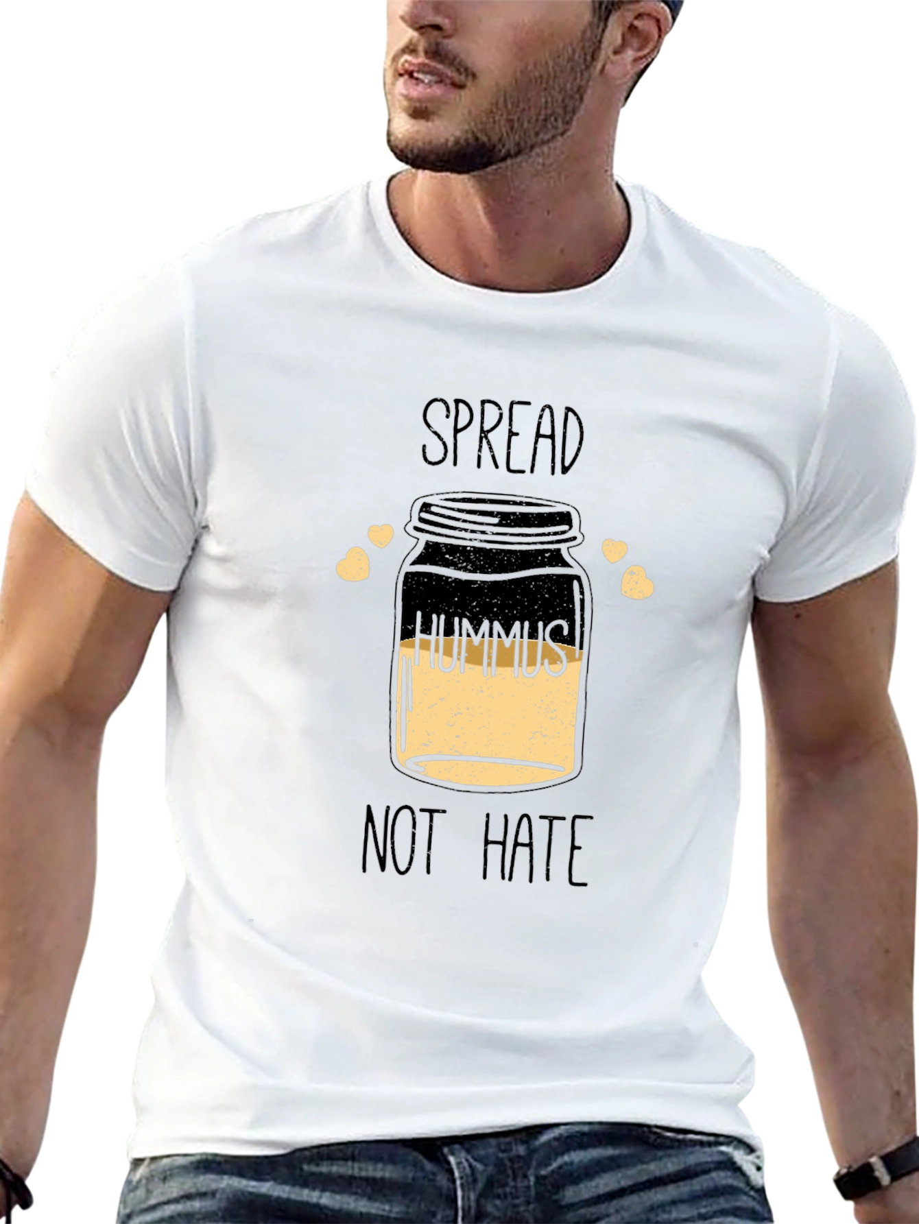 Spread Hummus Not Hate Black Graphic T-Shirt