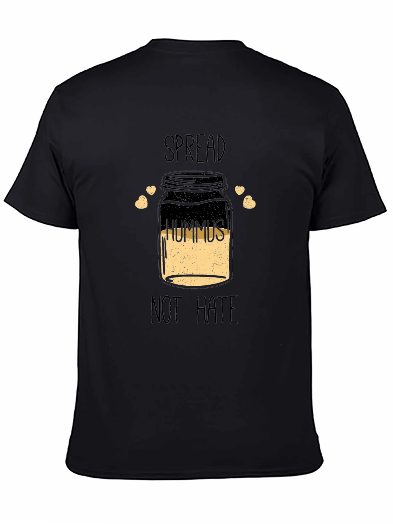 Spread Hummus Not Hate Black Graphic T-Shirt