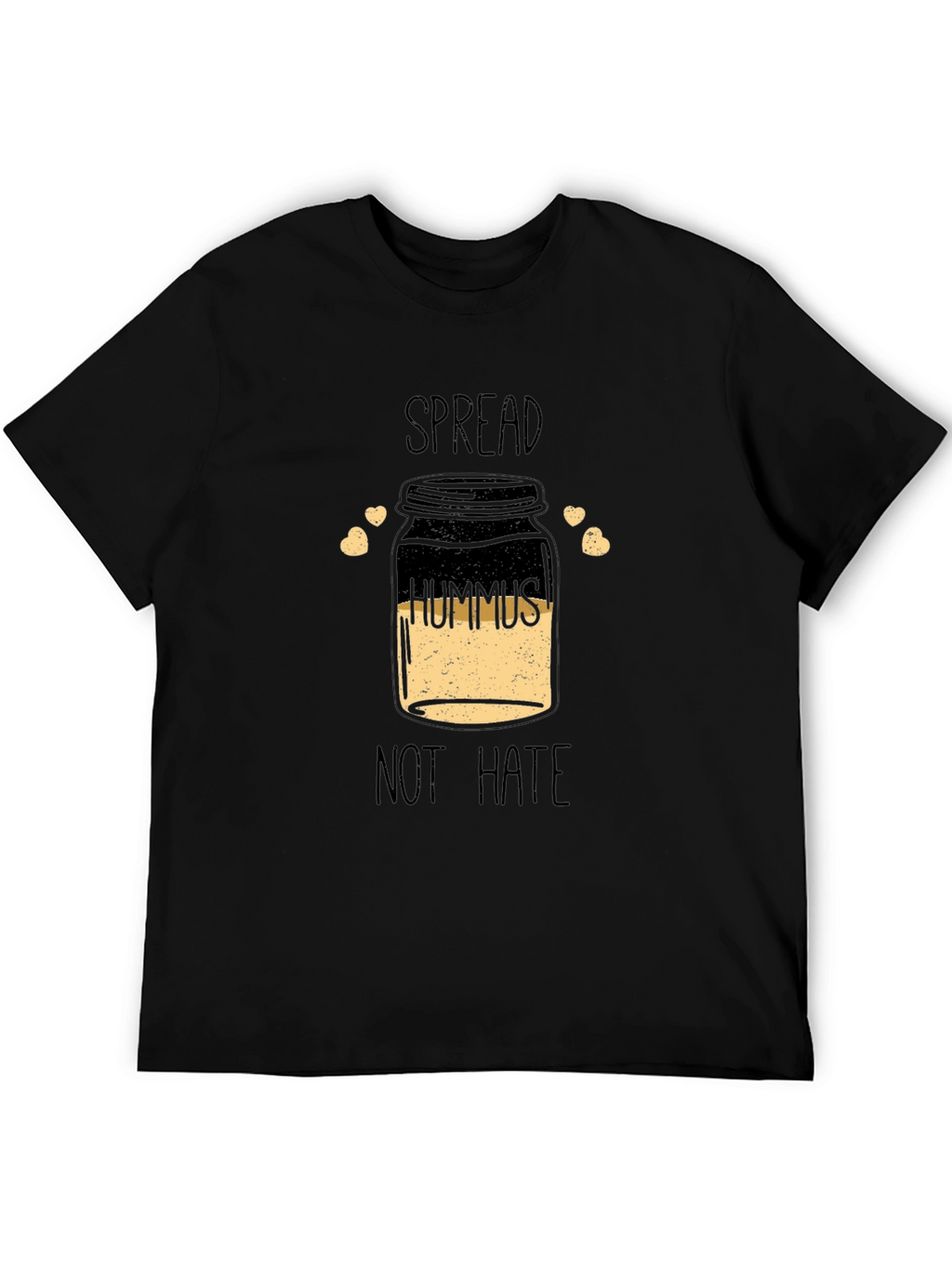 Spread Hummus Not Hate Black Graphic T-Shirt