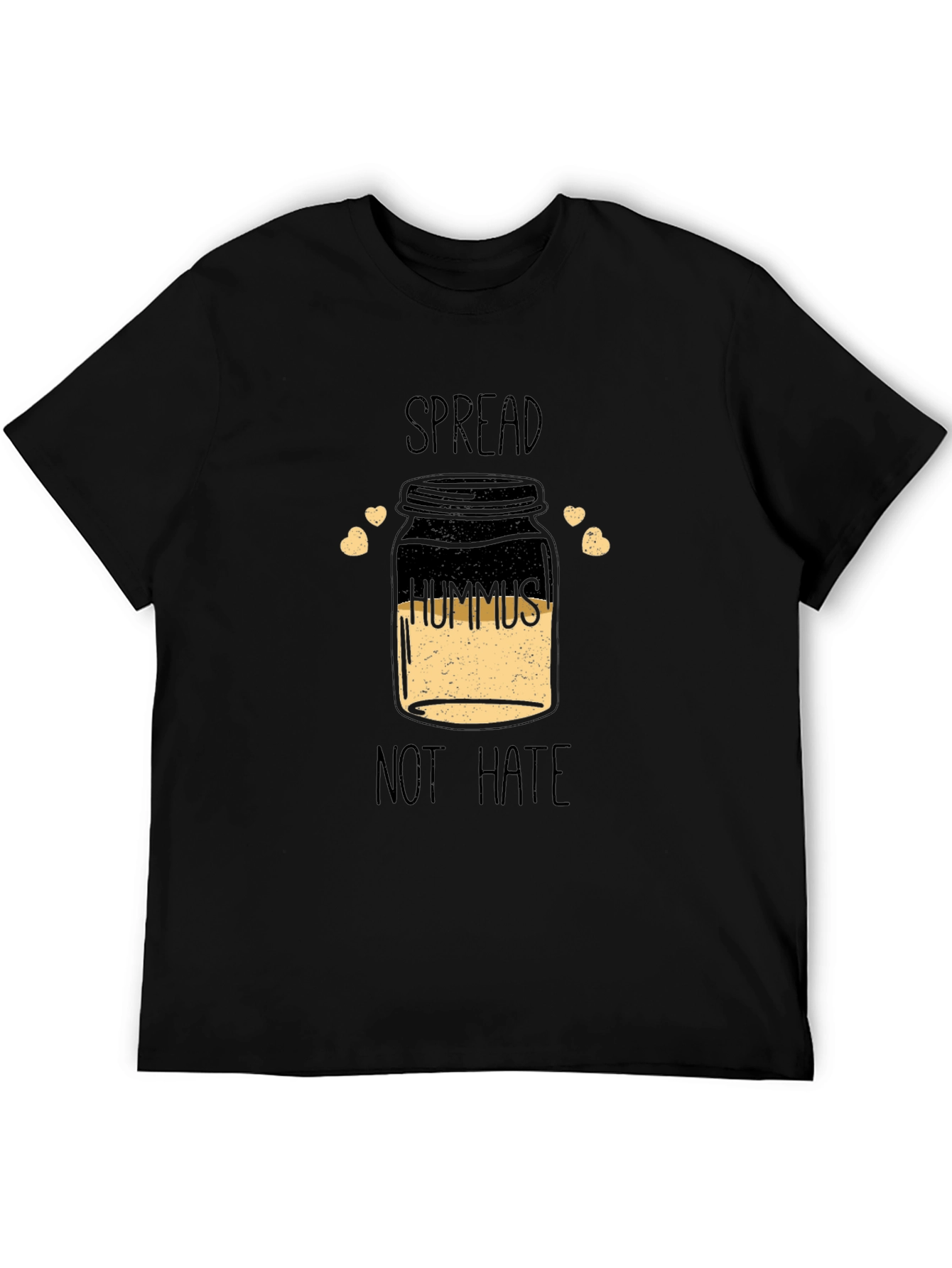 Spread Hummus Not Hate Black Graphic T-Shirt