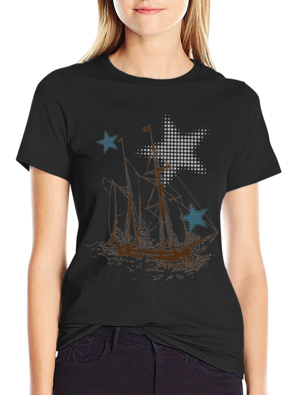 Nautical Stars & Sailboat Graphic T-Shirt