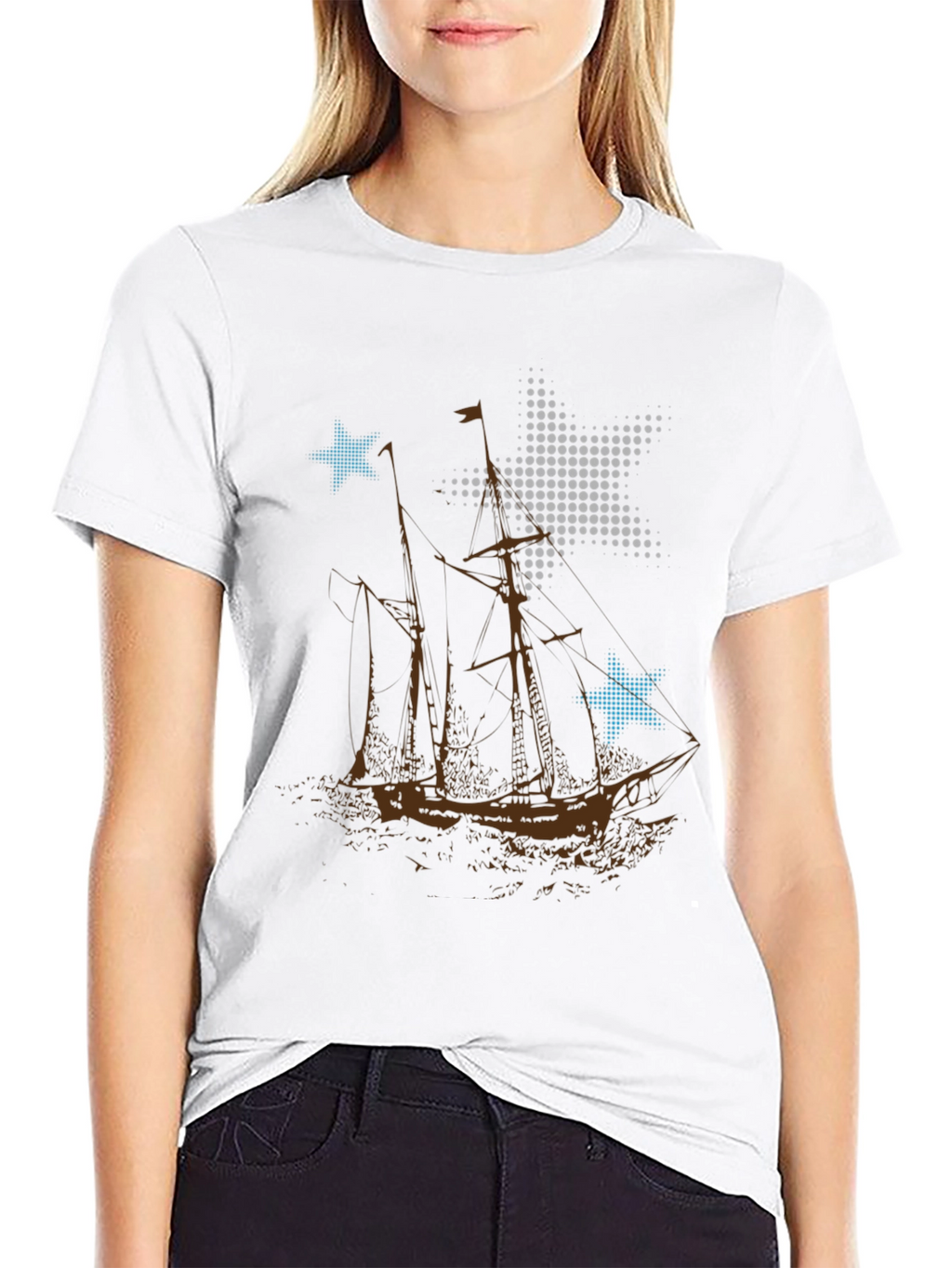 Nautical Stars & Sailboat Graphic T-Shirt