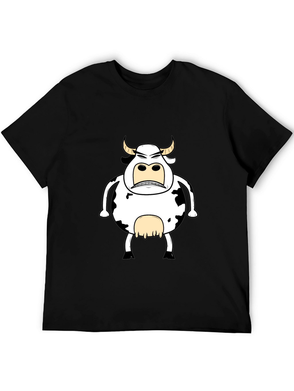 Funny Angry Cow Graphic T-Shirt - Black Cotton Tee