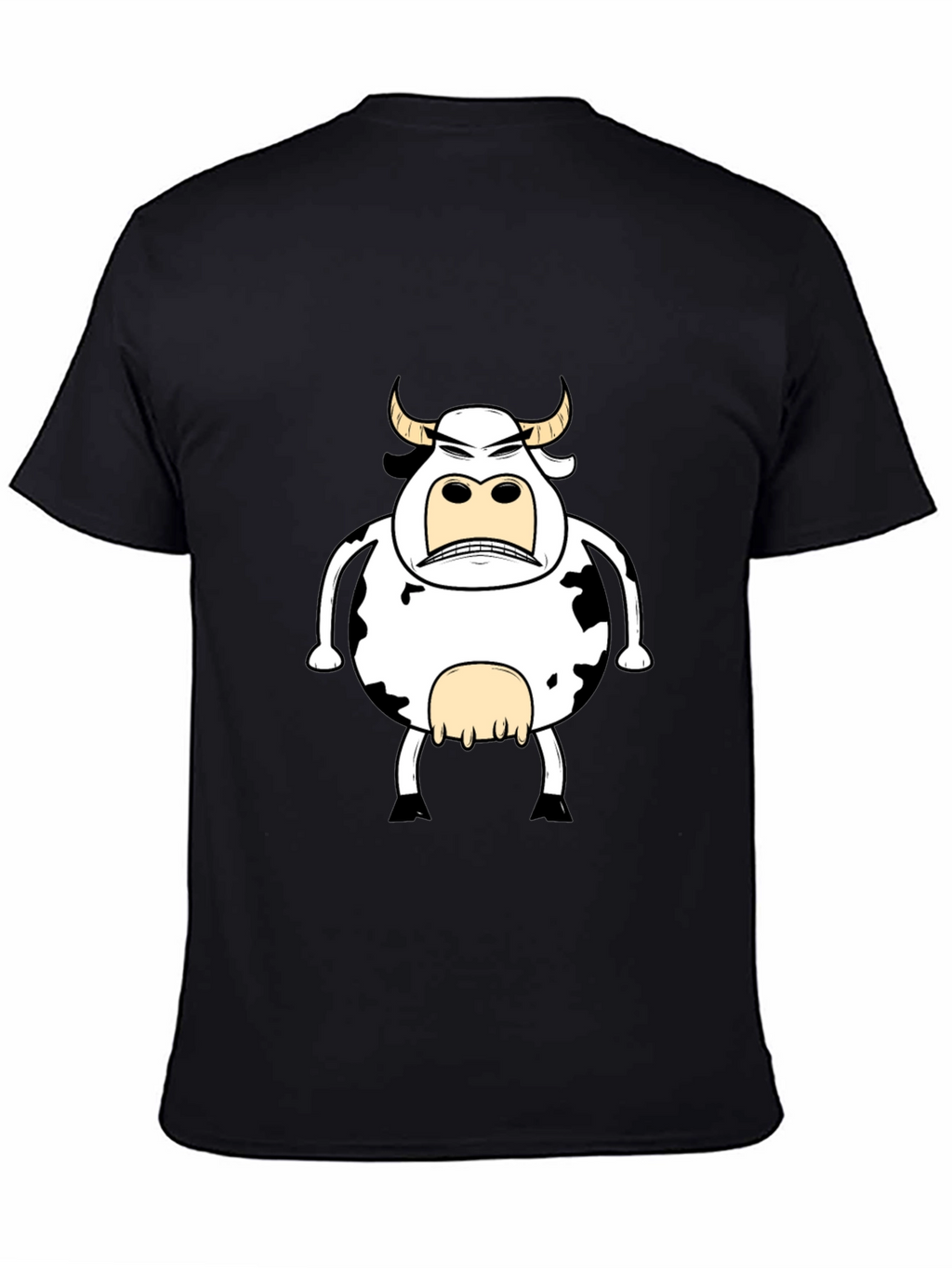 Funny Angry Cow Graphic T-Shirt - Black Cotton Tee