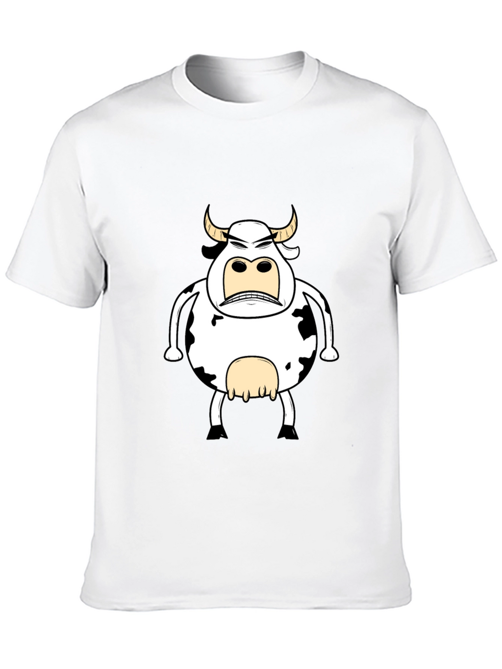 Funny Angry Cow Graphic T-Shirt - Black Cotton Tee