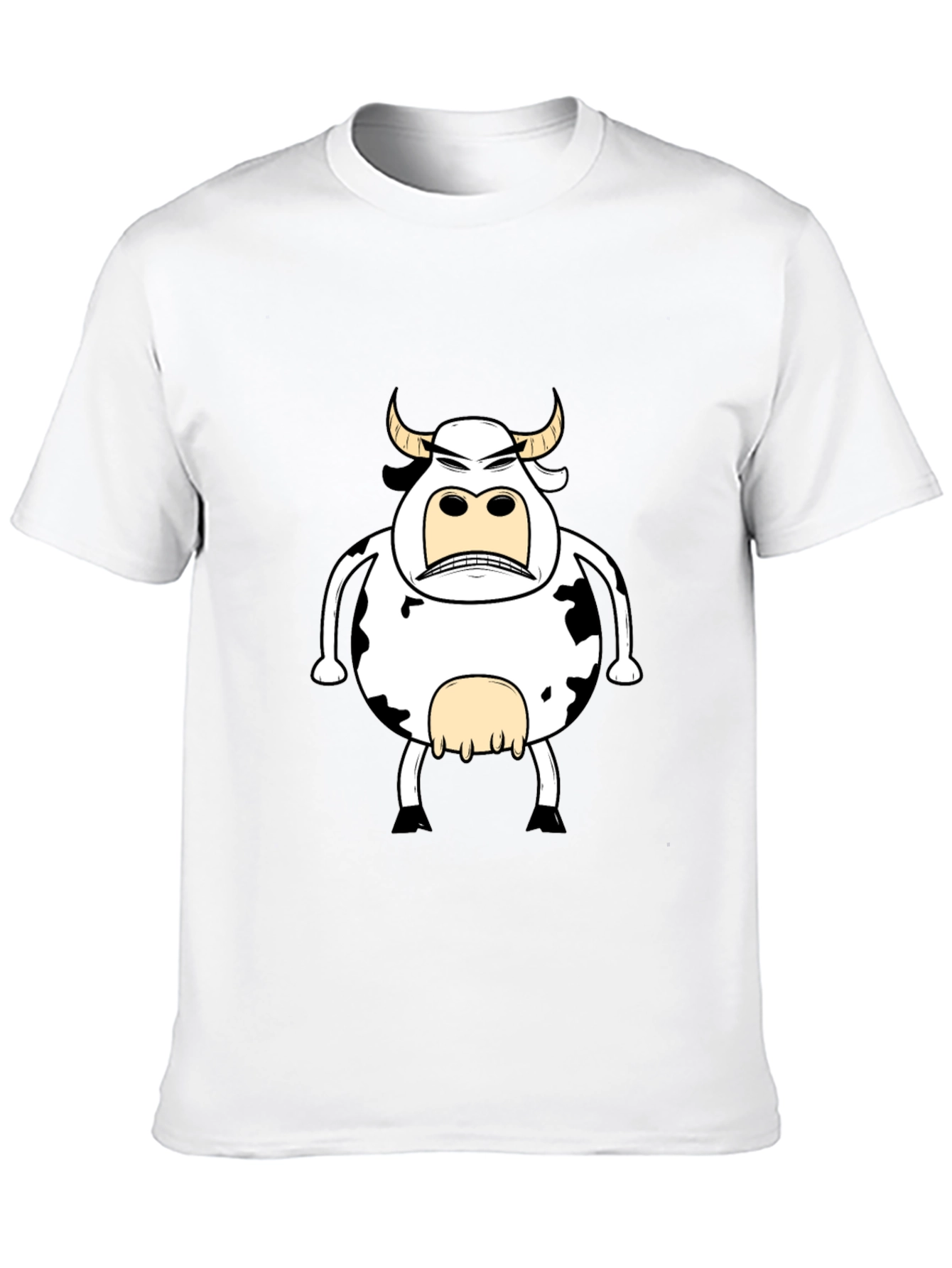 Funny Angry Cow Graphic T-Shirt - Black Cotton Tee